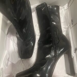 Aldo Glossy Black Heeled Boots